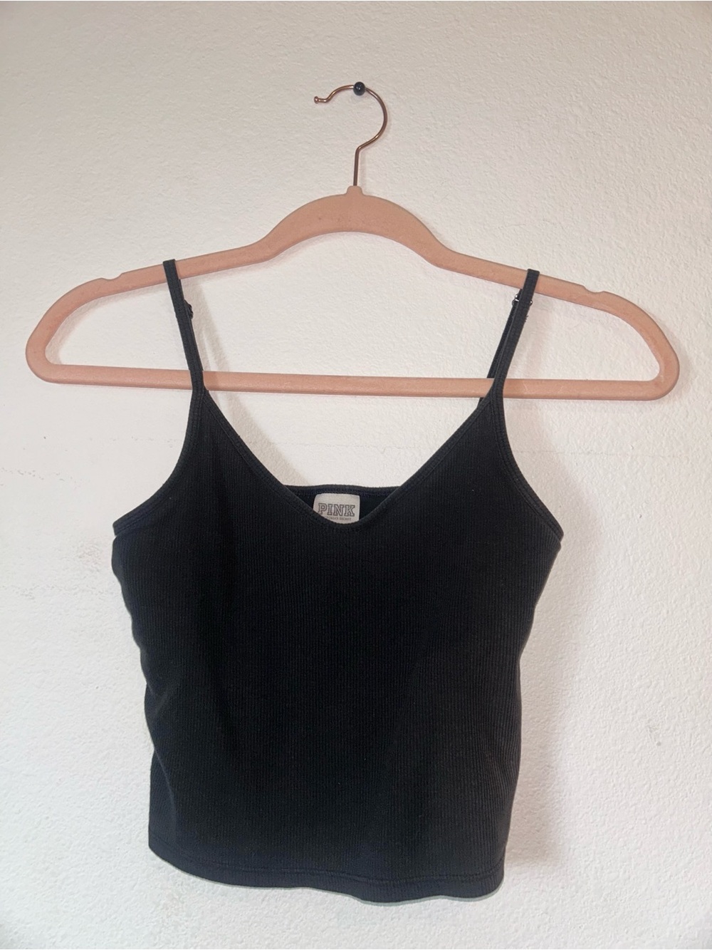 PINK Victoria's Secret Black Ribbed Tank Top Camisole